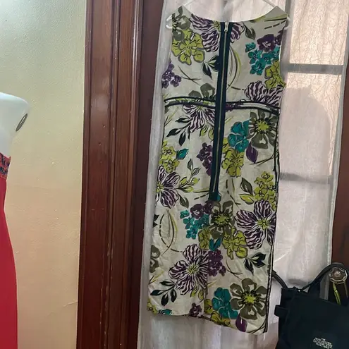 Carlisle Dress Linen Floral Sleeveless size 8