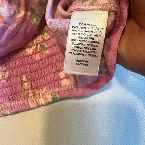 BP Floral Print Tie Front Cami Top Adjustable Straps Purple Small Purple