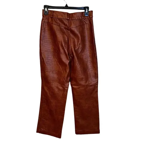 Bardot Croc Faux Leather Pants in Tan Croc 6 Womens Vegan Trousers