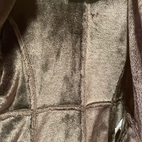 Esprit Vintage Penny Lane Coat Brown Faux Suede Hooded Small