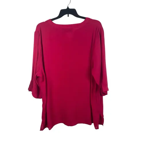 Maggie Barnes 3X 26/28 Pink Peasant Blouse Top Rayon Blend Boho Poet Sleeve