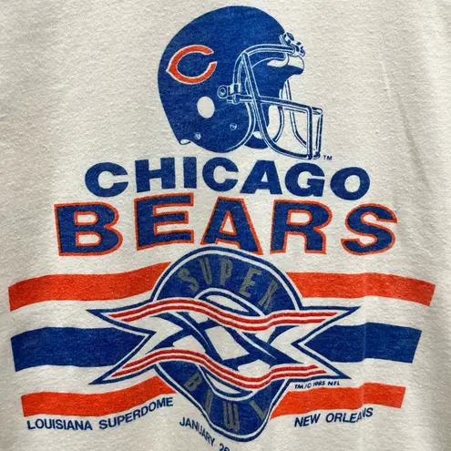 Chicago Bears 1986 Super Bowl White Screen Stars Football T