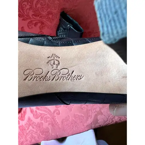 Brooks Brothers Elegant Black Leather Heeled Ankle Boots by