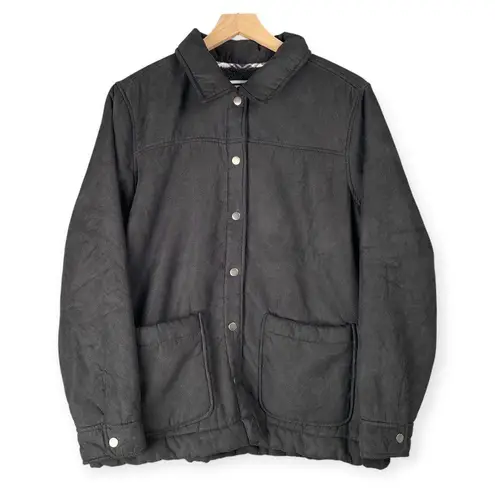 Boston Traders Jacket Women’s XL Black Faux Suede Sherpa Trucker Winter Casual