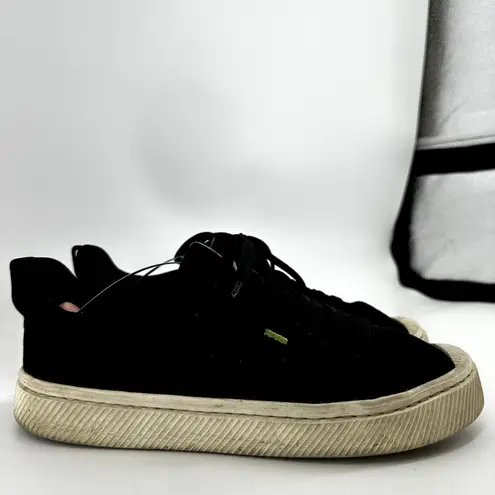Cariuma OCA Low Sneaker Organic Cotton Canvas Cork Lace Up Cap Toe Black W9 M7.5 Size 9