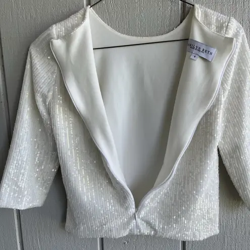Camilyn Beth Sequin Allover Blouse 3/4 Sleeve in White Bridal Size 4