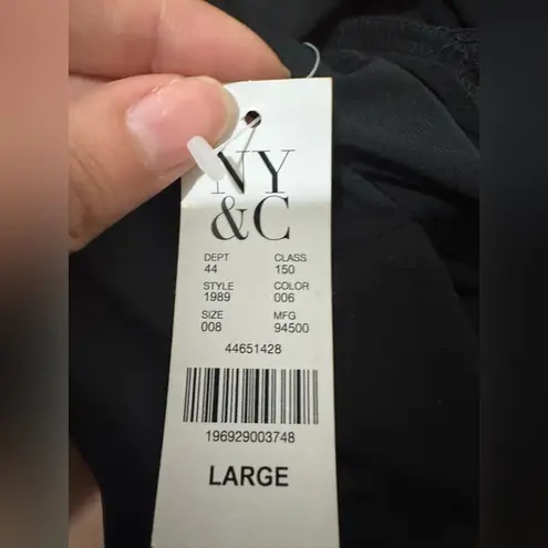 New York & Company Size Large Black Mock Neck Tunic Long Sleeve Shirt Blouse NWT