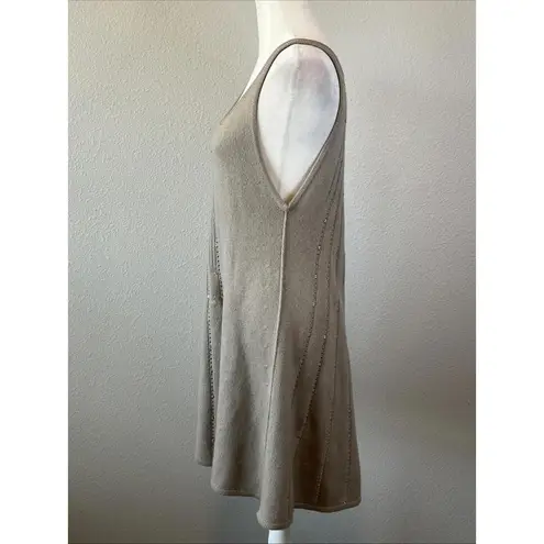Alice + Olivia Sequined Cashmere/Wool Sweater Tank Dress Beige Size Medium