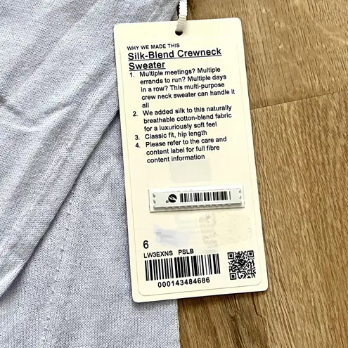 Lululemon Silk Blend Crewneck Sweater Pastel Blue size 6 NWT