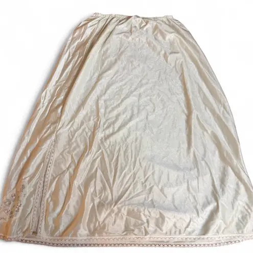 Vintage White Lace Trim Under Skirt Slip Side Slit Size Small