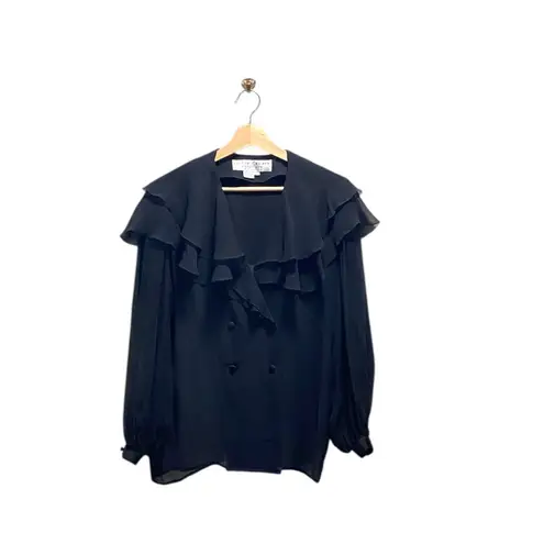 Lillie Rubin Silk Blouse Black Size M Vintage Size M