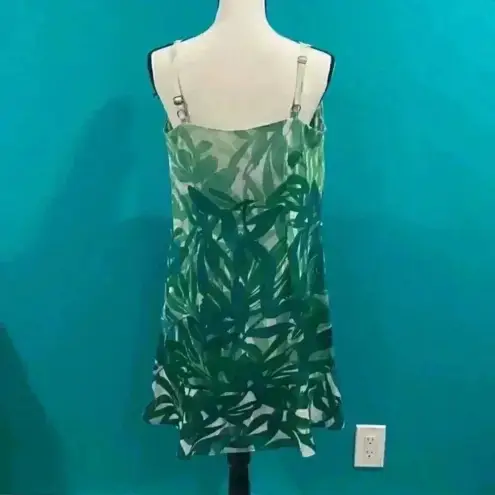 CAbi  Sleeveless Tropical Palm Leaf Print Mini tank top Dress in size medium