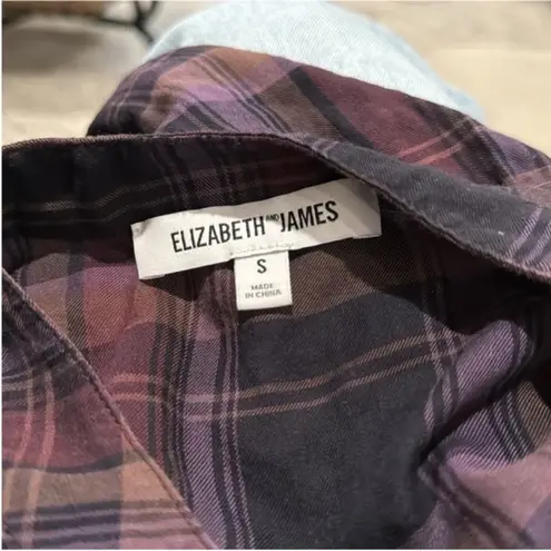 Elizabeth and James Purple Long Sleeve Boxy Button Down Shirt