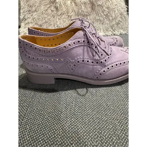 The Office of Angela Scott Mr. Doubt Lilac Leather Women's Cutout Brogue Oxford Purple Size 7.5