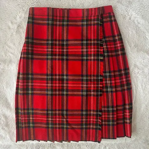 Women's Scottish Clanwear Red Black Plaid Pleated Wool Skirt Size 12