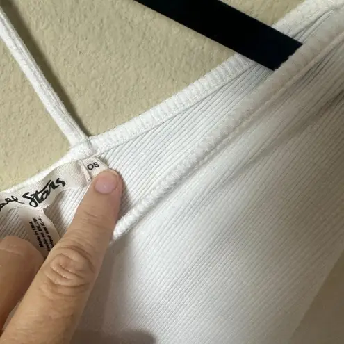 Michael Stars Tiny Rib Drapey Lace UP Back T Shirt Top - One Size