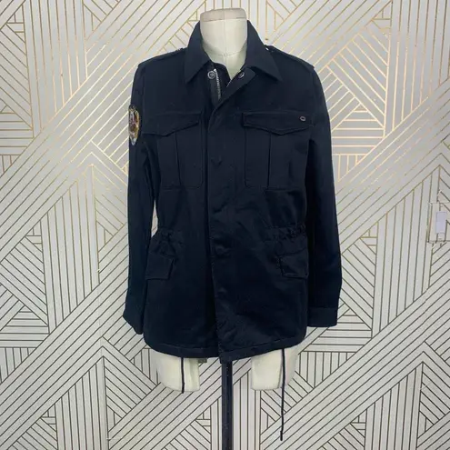 Zadig & Voltaire Kayak Mili Skull Military Jacket in Black Gold Size US XS