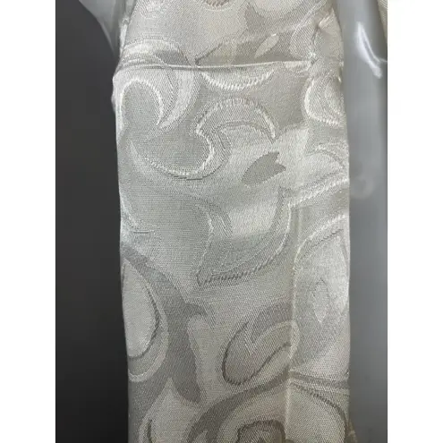 Natori Scarf Womens One Size Ivory Satin Jacquard Floral Paisley Made in Italy