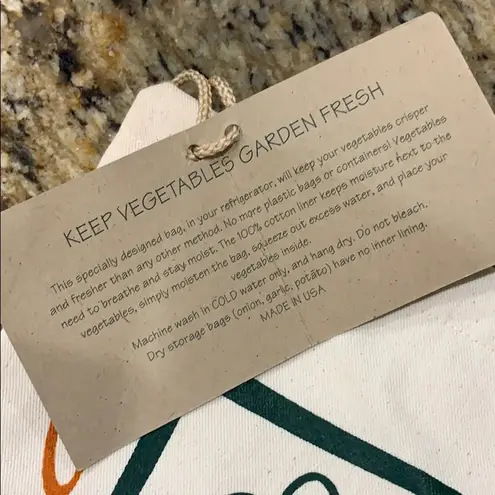 Cotton Garden Vegetable Storage Bag “salad” NEW Orange