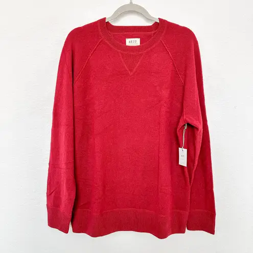 NWT AE77 Cashmere Crew Neck Sweater Red Size Large Minimalist Classic Preppy