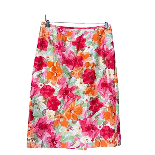 kim rogers Floral Blazer and Skirt Size 8 Pink Orange Green Spring Summer