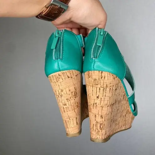 Rouge | Teal Wedge Heels Strappy Womans 10 Blue
