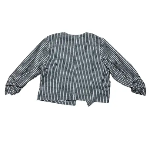 Ashley Stewart Women's Pinstripe Blazer & Pants Gray Size 22 Linen Blend