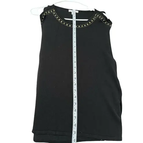 Westport 1962 womens XS sweater black scoop neck cold shoulder long sleeve studs