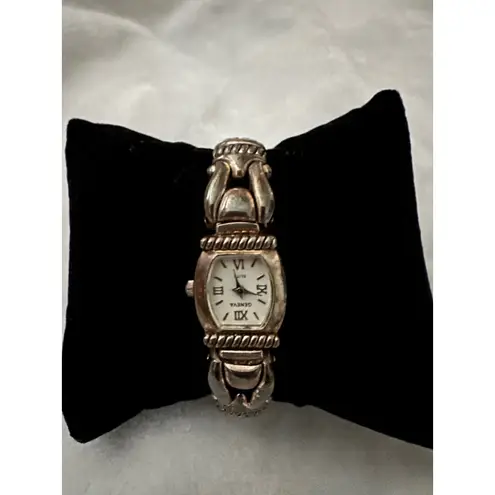 Geneva Elite Quartz Bangle Watch Gold Tone Roman Numerals Ladies Jewelry