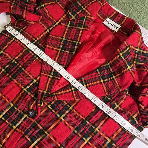 Vintage Red Plaid unisex Blazer classic sports coat business suit coat jacket Size L