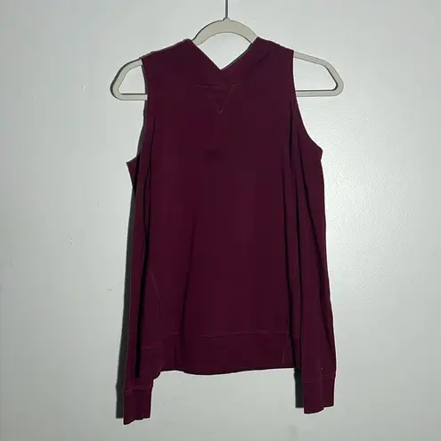 Calia by Carrie Underwood Effortess lMaroon Cold Shoulder Cut Out Hoodie Sz S Red