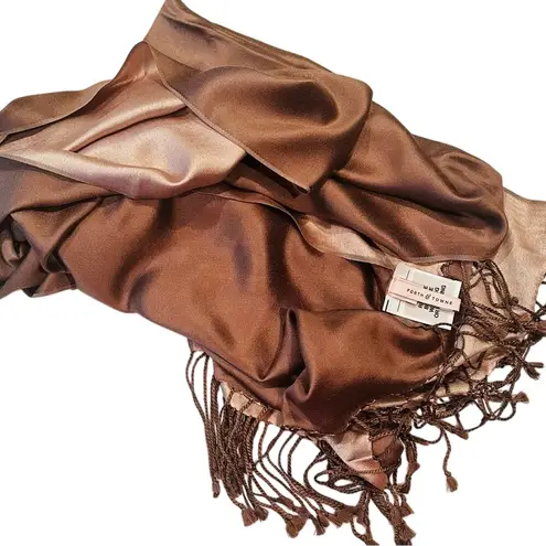 Forth & Towne 100% Silk Pashmina Scarf Women's Brown Career Classic Preppy NWOT