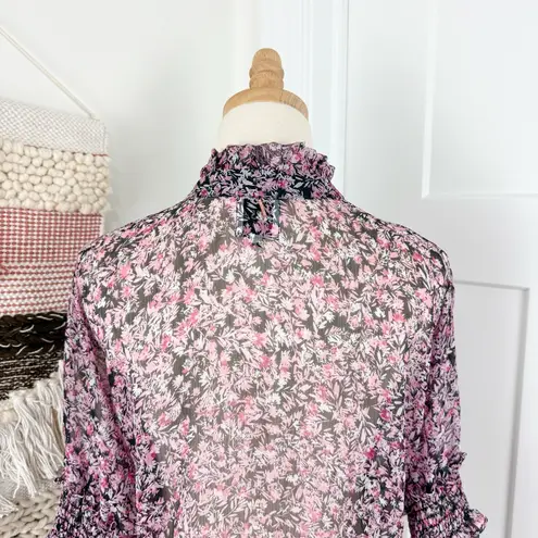 MISA Los Angeles MISA Floral Blouse Black Pink Sz S