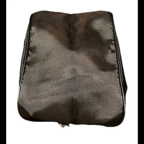 Elegant Black and Silver Clutch with Silver Beaded Handle