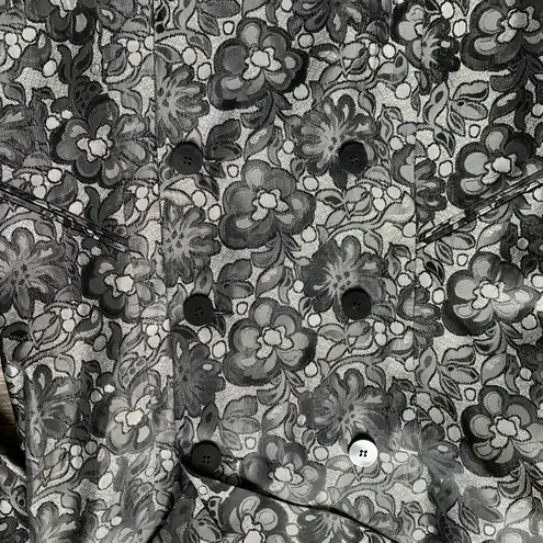 Vintage Finity Studio Gray & Black Floral Silky Blazer 10