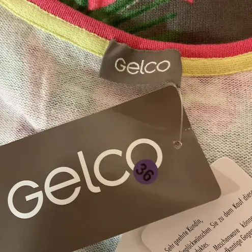 Gelco European Juicy Jungle Floral Long Sleeve Full Zip Knit Cardigan Sz XL NWT Pink