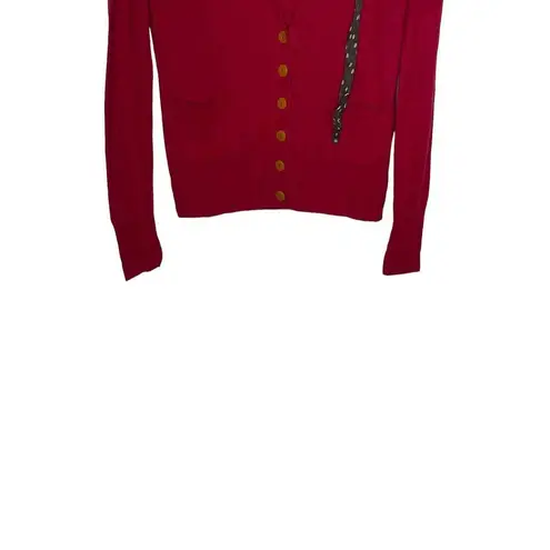 Sparrow Anthropologie Women Cardigan Sweater Chiffon Bow Polka Dot Red Size XS