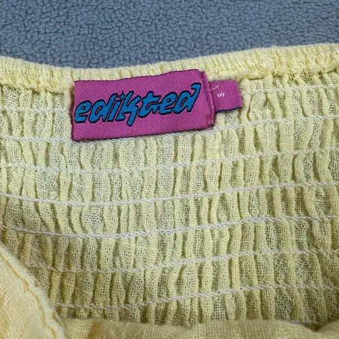 Edikted NWT Top S Womens Yellow Ruffle Layered Strapless Smocked Cami Tank Cute