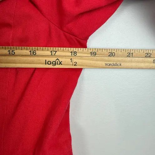 Draper James Grace & Charm Trench Coat Women 8 Red Scalloped Button Front Jacket