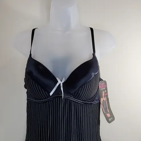 Lady Princess Black and White Stripe Dress, Thong Mafia Costume Medium