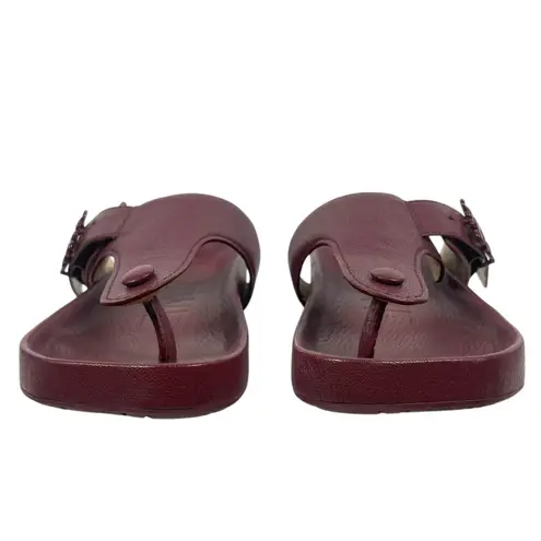 Loewe Ease Anagram Buckle Leather Thong Sandal Bordeaux Red Size 36