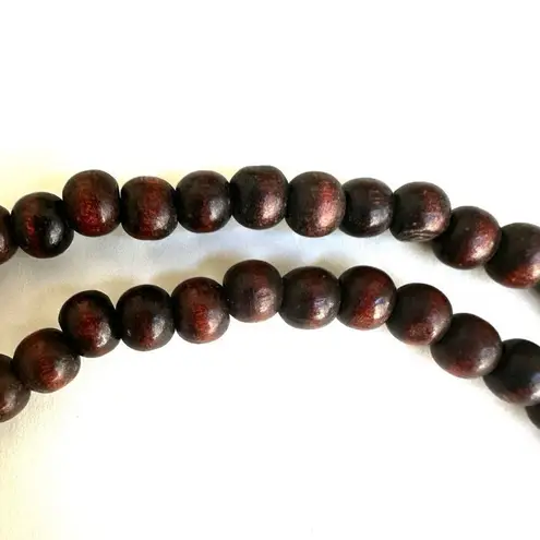 Wood Brass Faux Turquoise Tibetan Bali Style Jingle Necklace Red