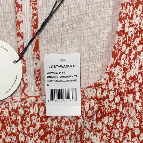 Lost + Wander Sweet Summer Daze Midi Dress Red Floral NWT Size M