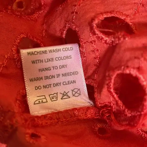 Velzera NEW Orange Ombré Eyelet Babydoll Dress Beach Coverup Long Sleeve Mini