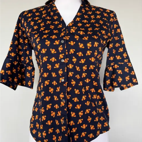 7th Ave Design Studio New York Bee Blouse | EUC | XS | Lightweight | Snaps Blue