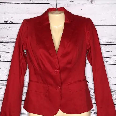 Dalia Collection NWT Size 2 Red Button Front Fully Lined Cotton Blend Blazer