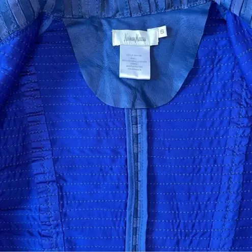 Neiman Marcus  Blue Genuine Leather Striped Jacket S