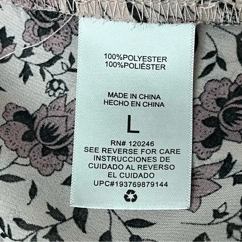 WALLFLOWER Floral Sheer Kimono Blouse L Boho Peasant Beach Coastal Layering Top Purple Size L