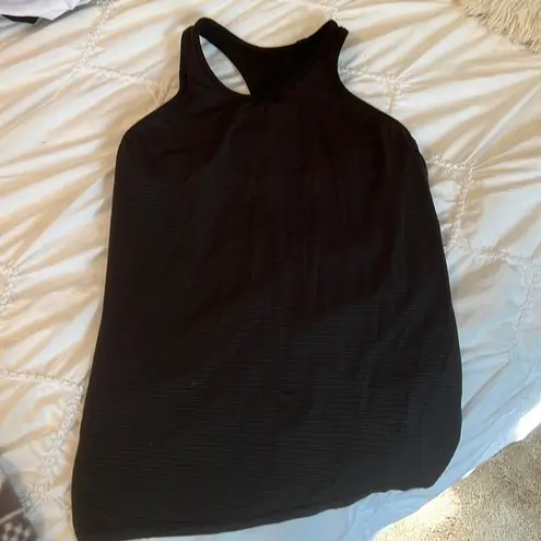 Lululemon Lululemmon black racerback tank top. Built in bra. Ruched back. Size 6