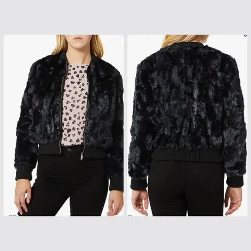 Cupcakes and Cashmere Black Faux Fur Bomber Jacket